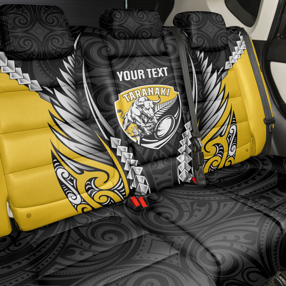Taranaki 2026 Rugby Custom Back Car Seat Cover NZ Maori Silver Fern LT14 - Polynesian Pride