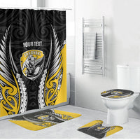 Taranaki 2026 Rugby Custom Bathroom Set NZ Maori Silver Fern LT14 Bathroom Set (4 pcs) Black - Polynesian Pride