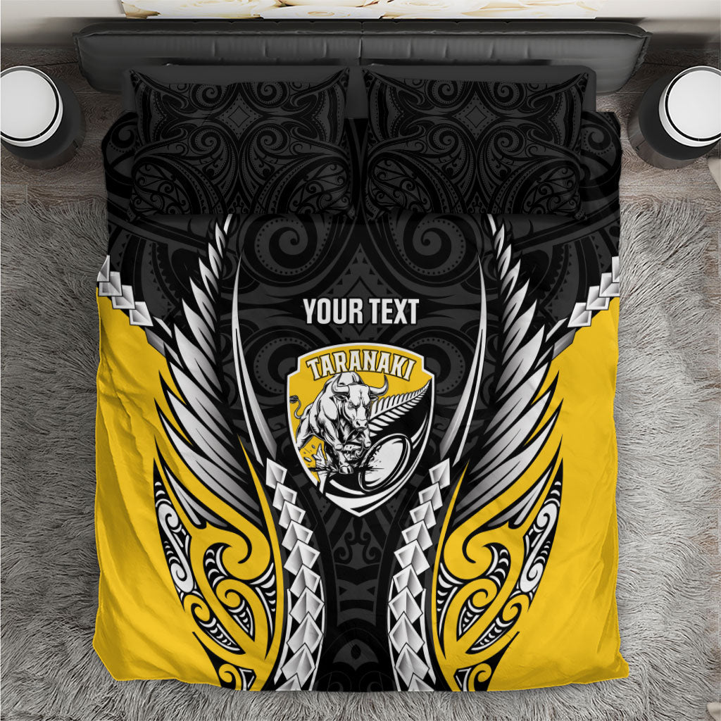 Taranaki 2026 Rugby Custom Bedding Set NZ Maori Silver Fern