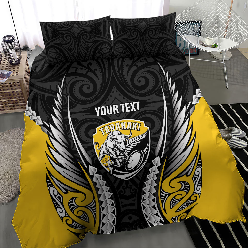 Taranaki 2026 Rugby Custom Bedding Set NZ Maori Silver Fern