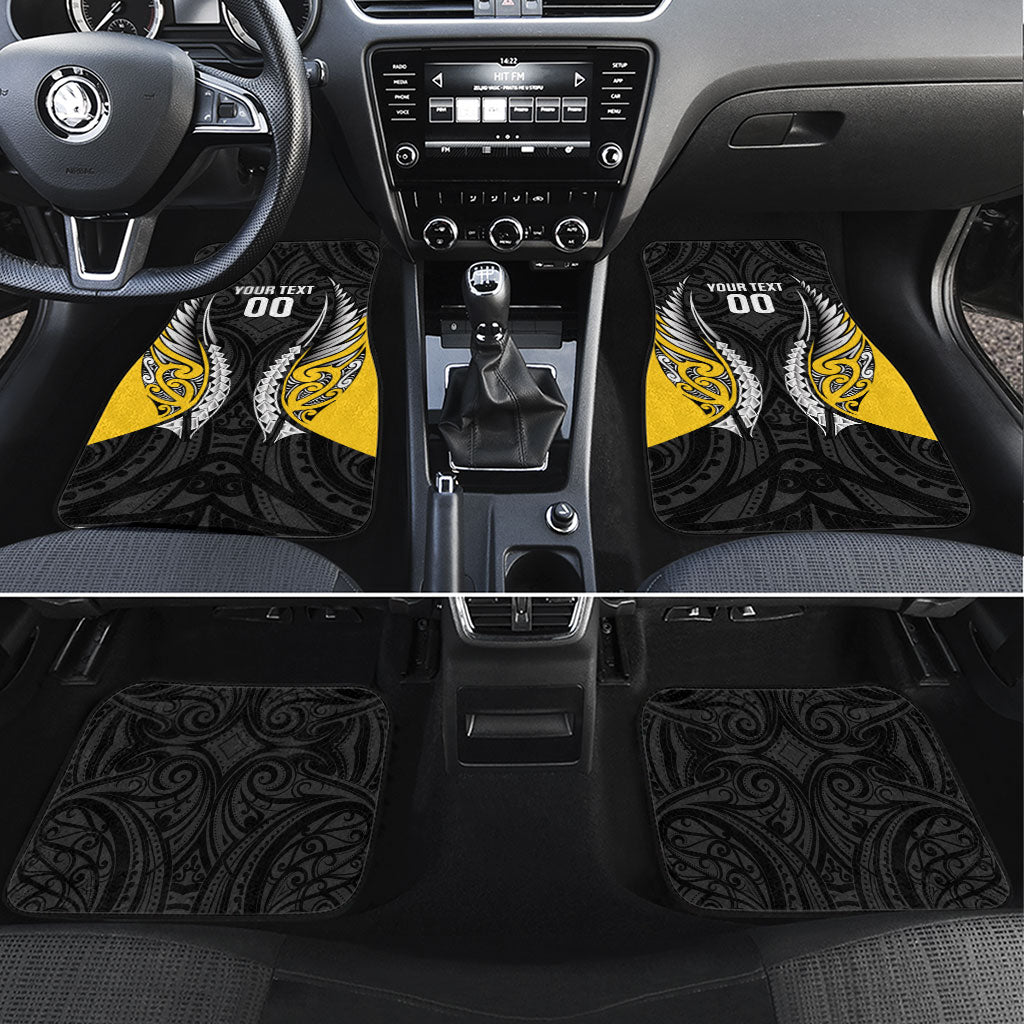 Taranaki 2026 Rugby Custom Car Mats NZ Maori Silver Fern LT14 Set 4pcs Black - Polynesian Pride