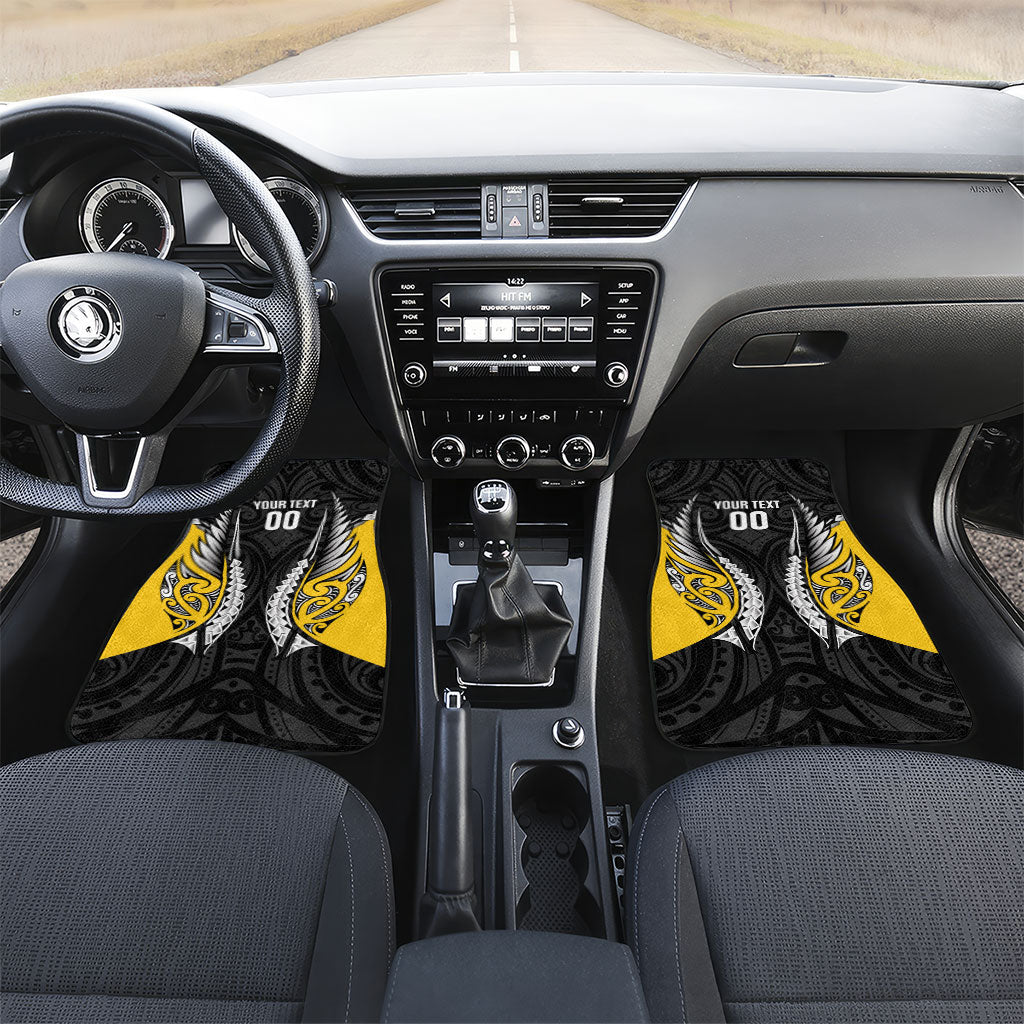 Taranaki 2026 Rugby Custom Car Mats NZ Maori Silver Fern LT14 Set 2pcs - Front Black - Polynesian Pride