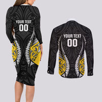 Taranaki 2026 Rugby Custom Couples Matching Long Sleeve Bodycon Dress and Long Sleeve Button Shirt NZ Maori Silver Fern