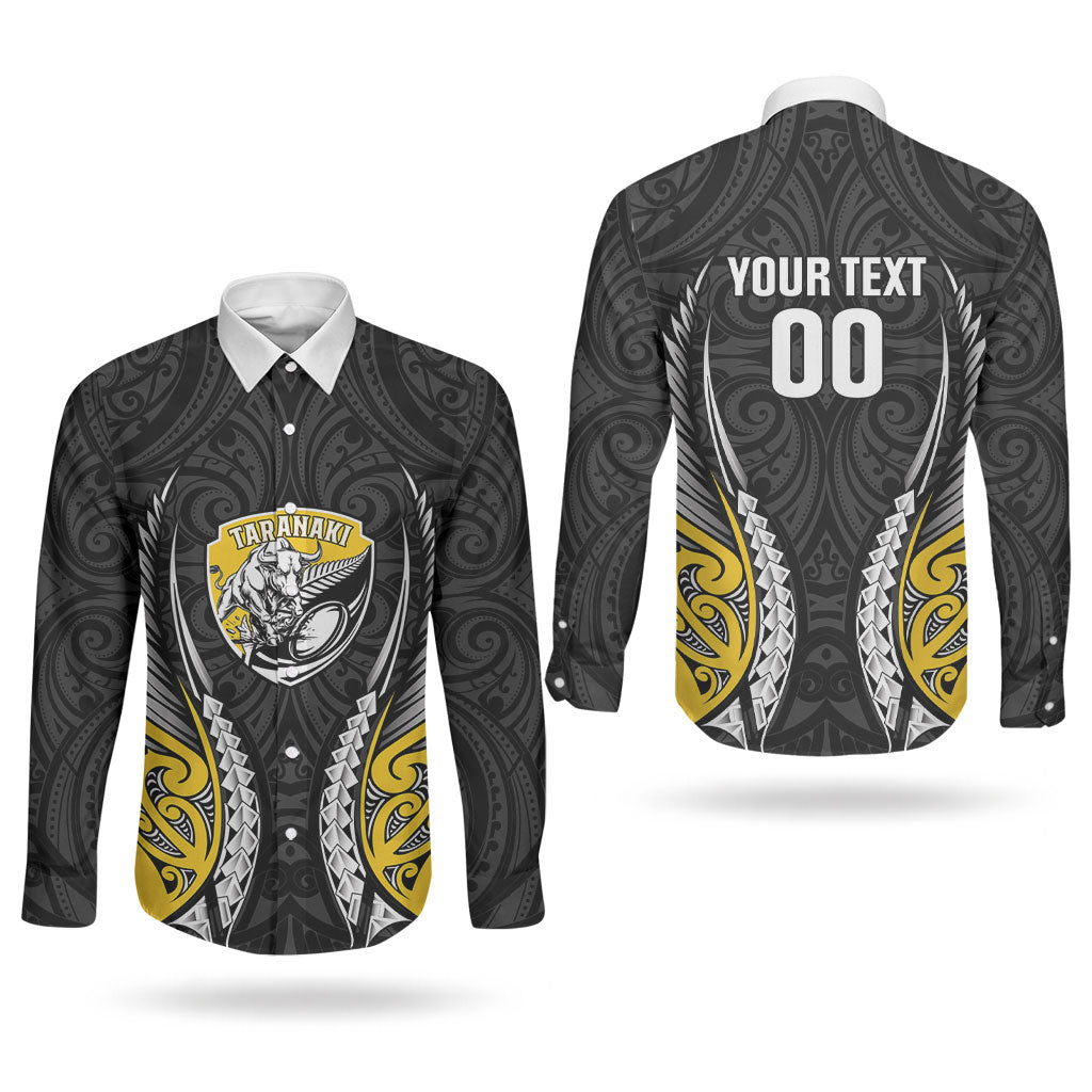 Taranaki 2026 Rugby Custom Couples Matching Puletasi and Long Sleeve Button Shirt NZ Maori Silver Fern LT14 - Polynesian Pride
