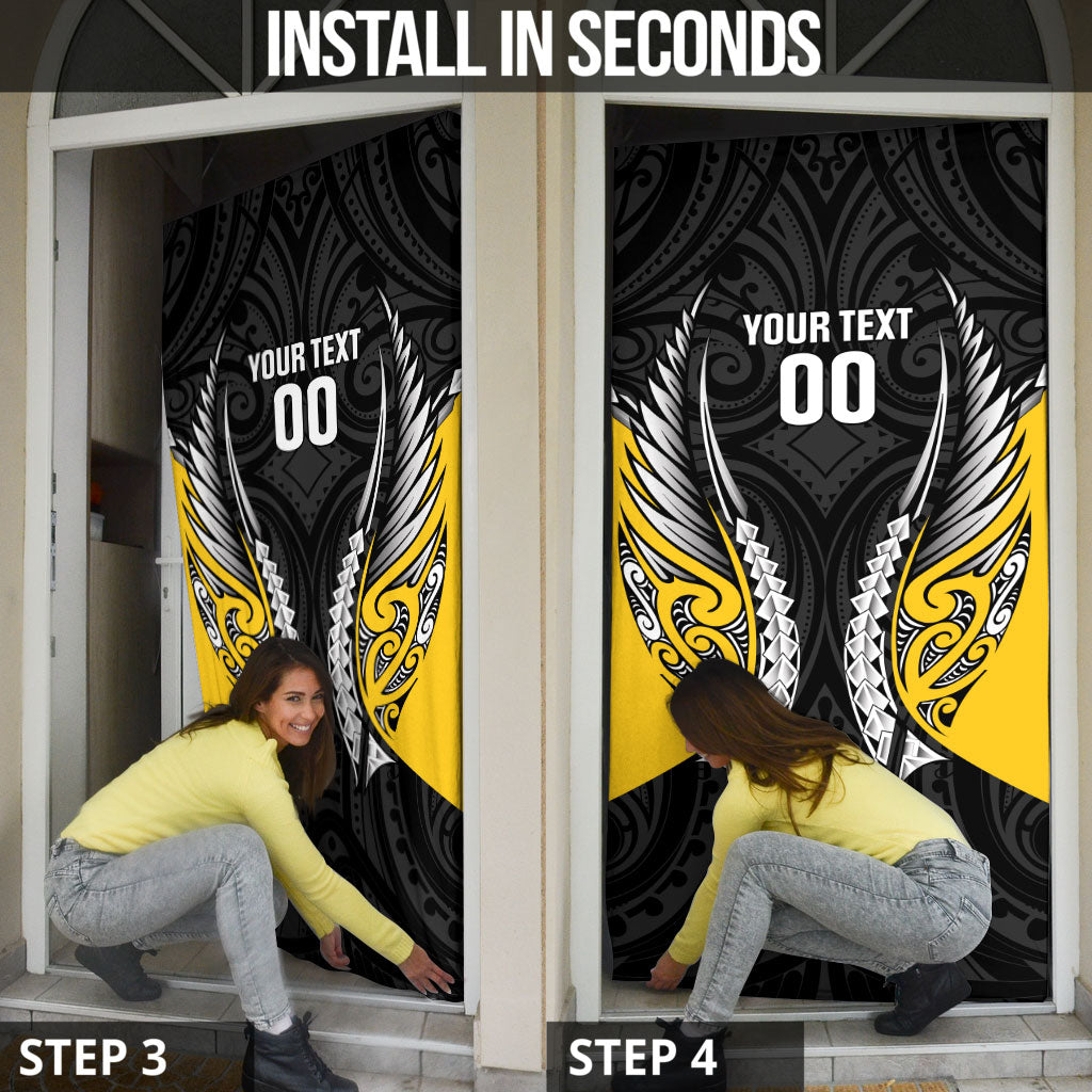 Taranaki 2026 Rugby Custom Door Cover NZ Maori Silver Fern LT14 - Polynesian Pride