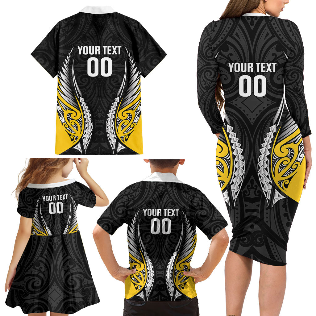 Taranaki 2026 Rugby Custom Family Matching Long Sleeve Bodycon Dress and Hawaiian Shirt NZ Maori Silver Fern LT14 - Polynesian Pride