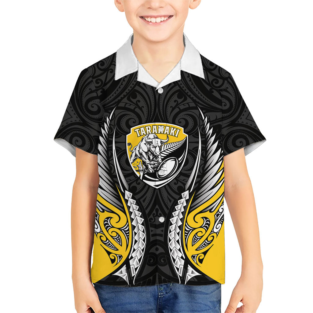 Taranaki 2026 Rugby Custom Family Matching Long Sleeve Bodycon Dress and Hawaiian Shirt NZ Maori Silver Fern LT14 Son's Shirt Black - Polynesian Pride