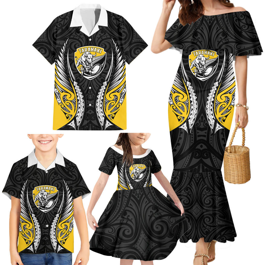 Taranaki 2026 Rugby Custom Family Matching Mermaid Dress and Hawaiian Shirt NZ Maori Silver Fern