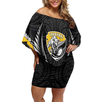 Taranaki 2026 Rugby Custom Family Matching Off Shoulder Short Dress and Hawaiian Shirt NZ Maori Silver Fern