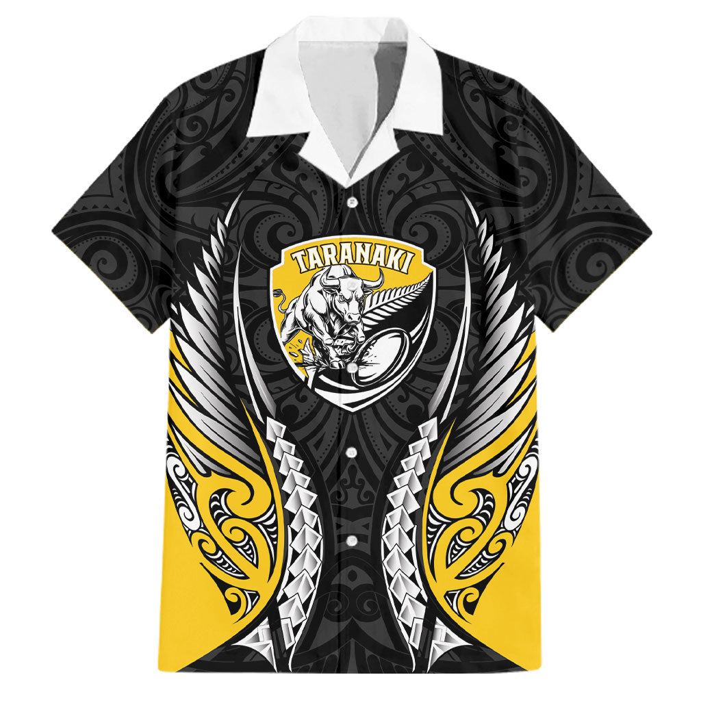 Taranaki 2026 Rugby Custom Family Matching Tank Maxi Dress and Hawaiian Shirt NZ Maori Silver Fern LT14 Dad's Shirt - Short Sleeve Black - Polynesian Pride