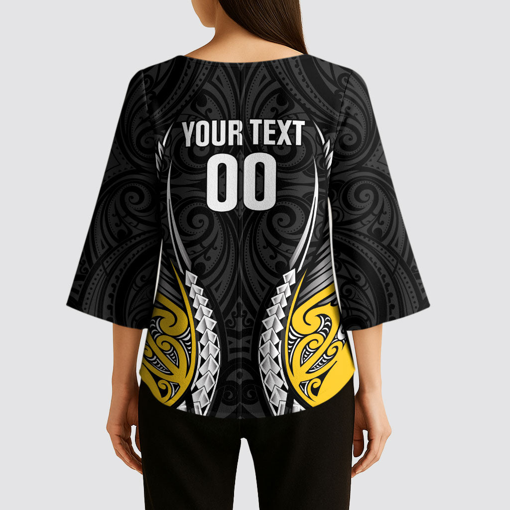 Taranaki 2026 Rugby Custom Kimono Sleeve Blouse NZ Maori Silver Fern