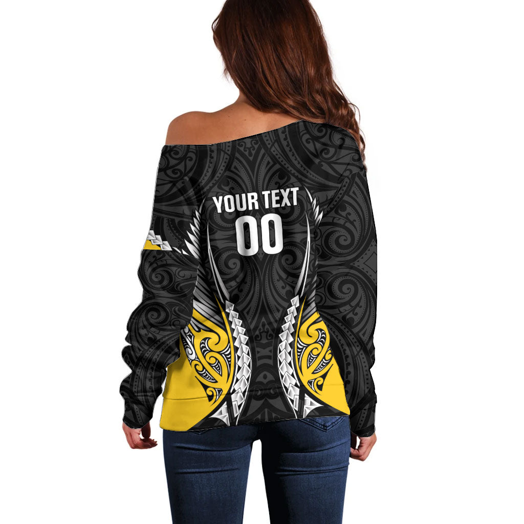 Taranaki 2026 Rugby Custom Off Shoulder Sweater NZ Maori Silver Fern