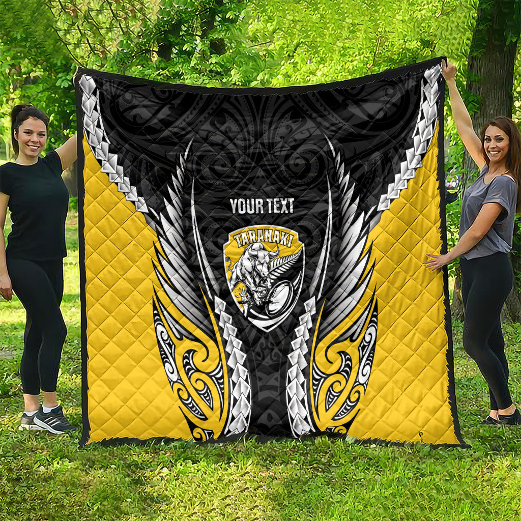 Taranaki 2026 Rugby Custom Quilt NZ Maori Silver Fern