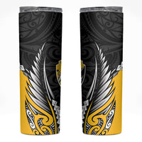 Taranaki 2026 Rugby Custom Skinny Tumbler NZ Maori Silver Fern LT14 Black - Polynesian Pride