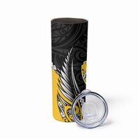Taranaki 2026 Rugby Custom Skinny Tumbler NZ Maori Silver Fern LT14 - Polynesian Pride