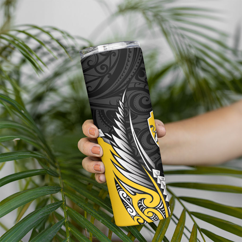 Taranaki 2026 Rugby Custom Skinny Tumbler NZ Maori Silver Fern LT14 - Polynesian Pride