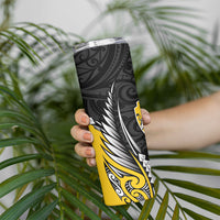 Taranaki 2026 Rugby Custom Skinny Tumbler NZ Maori Silver Fern LT14 - Polynesian Pride
