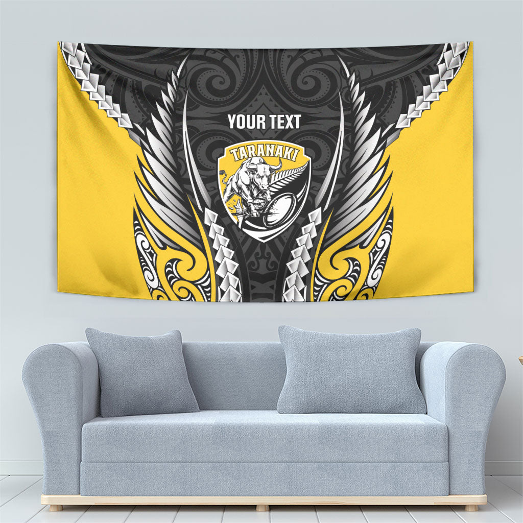 Taranaki 2026 Rugby Custom Tapestry NZ Maori Silver Fern LT14 - Polynesian Pride