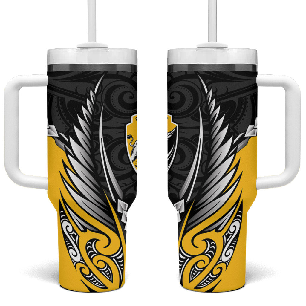 Taranaki 2026 Rugby Custom Tumbler With Handle NZ Maori Silver Fern LT14 One Size: 40 oz Black - Polynesian Pride