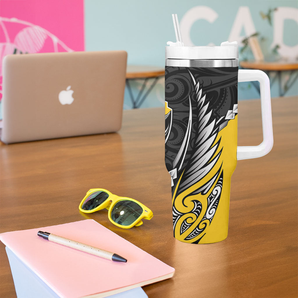 Taranaki 2026 Rugby Custom Tumbler With Handle NZ Maori Silver Fern LT14 - Polynesian Pride