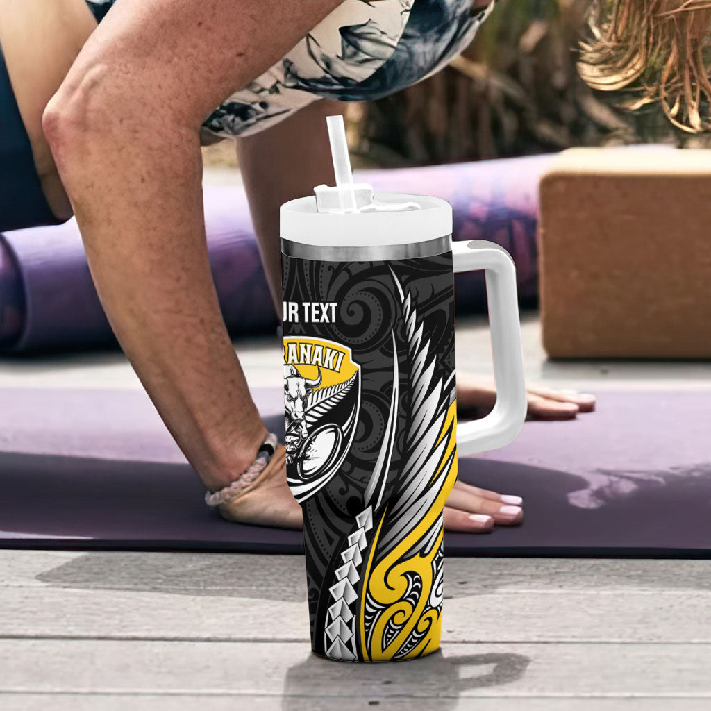Taranaki 2026 Rugby Custom Tumbler With Handle NZ Maori Silver Fern LT14 - Polynesian Pride