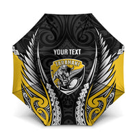 Taranaki 2026 Rugby Custom Umbrella NZ Maori Silver Fern LT14 One Size Folded 11.42 inch Opened Diameter 37.4 inch Black - Polynesian Pride