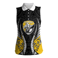Taranaki 2026 Rugby Custom Women Sleeveless Polo Shirt NZ Maori Silver Fern LT14 Female Black - Polynesian Pride