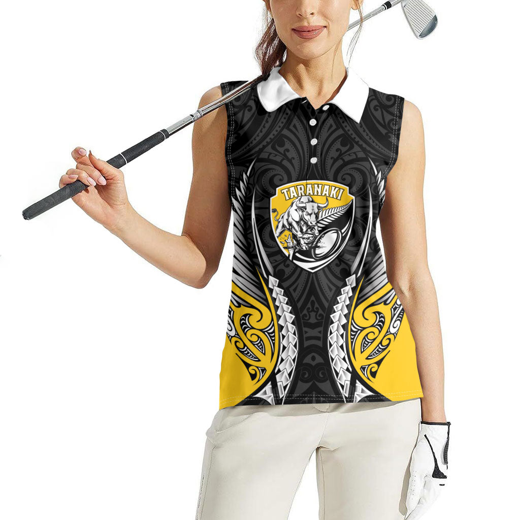 Taranaki 2026 Rugby Custom Women Sleeveless Polo Shirt NZ Maori Silver Fern LT14 - Polynesian Pride