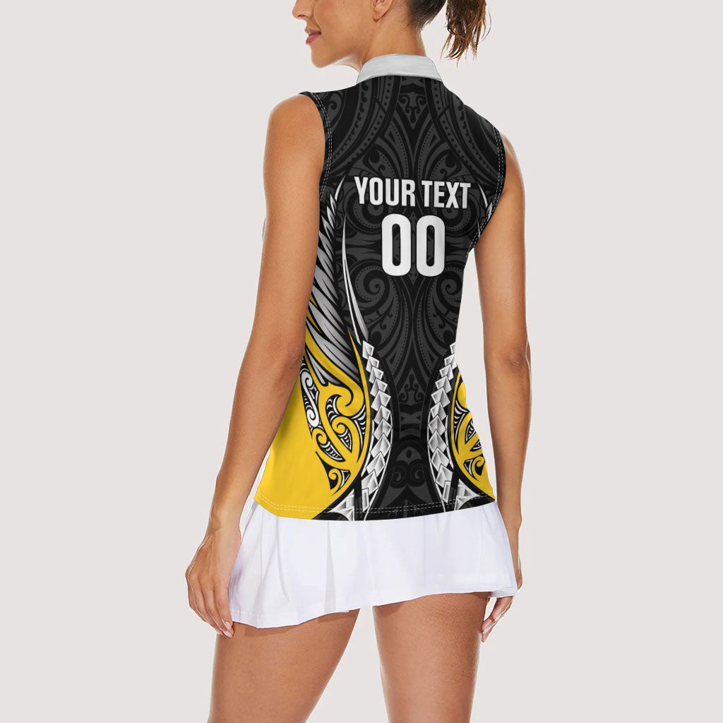 Taranaki 2026 Rugby Custom Women Sleeveless Polo Shirt NZ Maori Silver Fern LT14 - Polynesian Pride