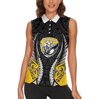 Taranaki 2026 Rugby Custom Women Sleeveless Polo Shirt NZ Maori Silver Fern LT14 - Polynesian Pride
