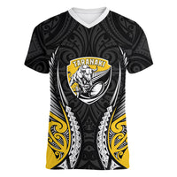 Taranaki 2026 Rugby Custom Women V-Neck T-Shirt NZ Maori Silver Fern