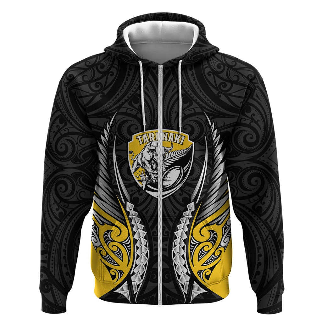 Taranaki 2026 Rugby Custom Zip Hoodie NZ Maori Silver Fern