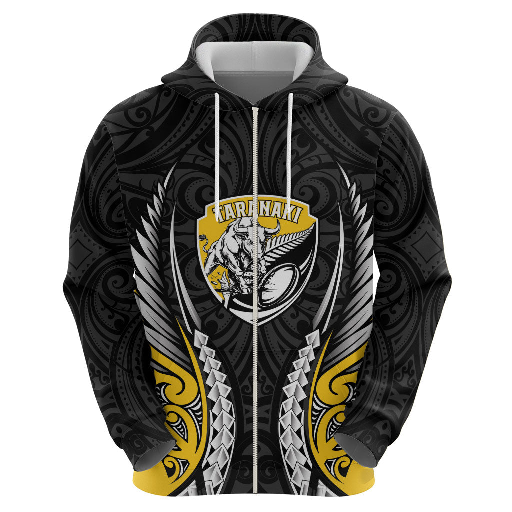 Taranaki 2026 Rugby Custom Zip Hoodie NZ Maori Silver Fern