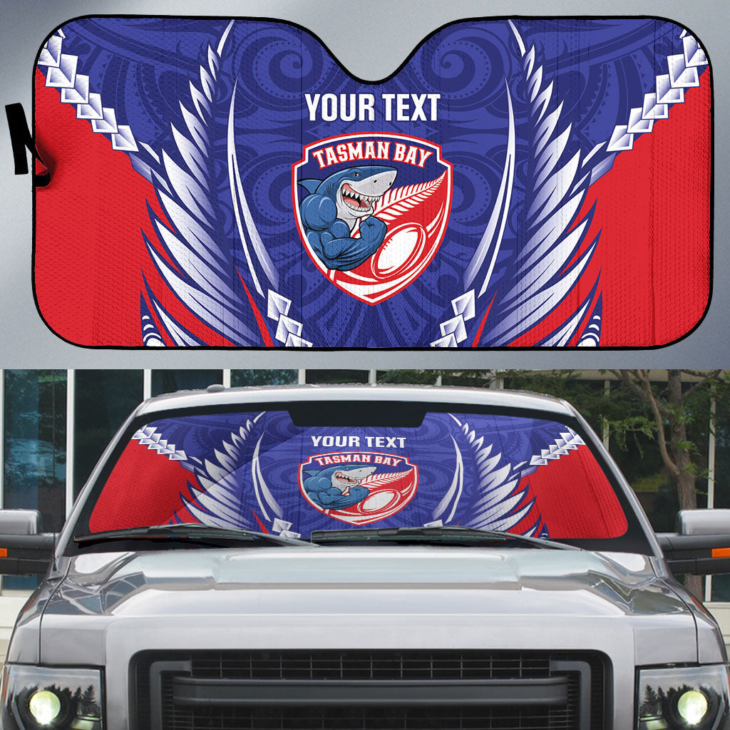 Tasman Bay 2026 Rugby Custom Auto Sun Shade NZ Maori Silver Fern LT14 Blue - Polynesian Pride
