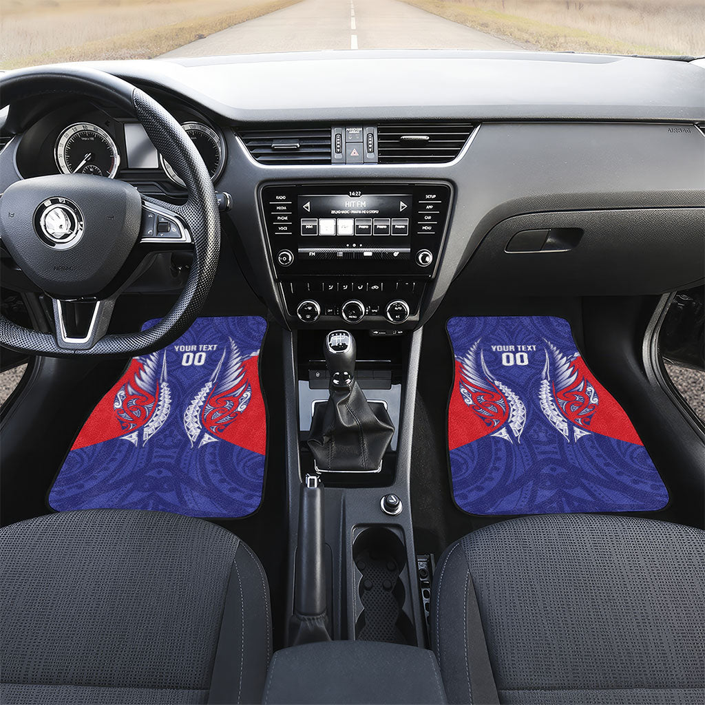 Tasman Bay 2026 Rugby Custom Car Mats NZ Maori Silver Fern LT14 Set 2pcs - Front Blue - Polynesian Pride