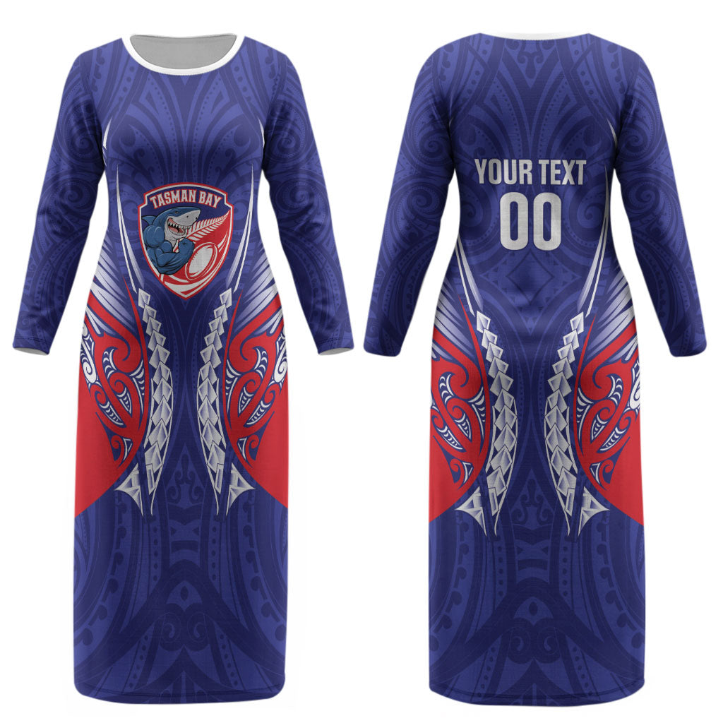 Tasman Bay 2026 Rugby Custom Couples Matching Long Sleeve Bodycon Dress and Hawaiian Shirt NZ Maori Silver Fern LT14 - Polynesian Pride