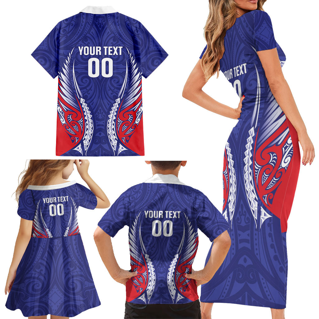 Tasman Bay 2026 Rugby Custom Family Matching Short Sleeve Bodycon Dress and Hawaiian Shirt NZ Maori Silver Fern LT14 - Polynesian Pride