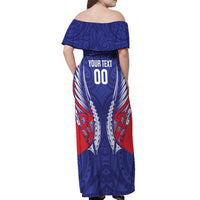 Tasman Bay 2026 Rugby Custom Off Shoulder Maxi Dress NZ Maori Silver Fern LT14 - Polynesian Pride