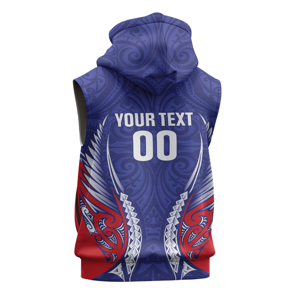 Tasman Bay 2026 Rugby Custom Sleeveless Zip Hoodie NZ Maori Silver Fern LT14 - Polynesian Pride