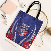 Tasman Bay 2026 Rugby Custom Tote Bag NZ Maori Silver Fern LT14 Black Strap One Size Blue - Polynesian Pride