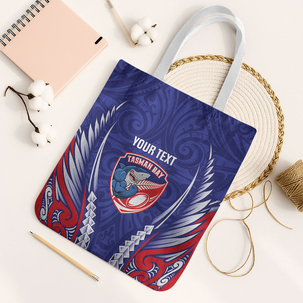 Tasman Bay 2026 Rugby Custom Tote Bag NZ Maori Silver Fern LT14 White Strap One Size Blue - Polynesian Pride