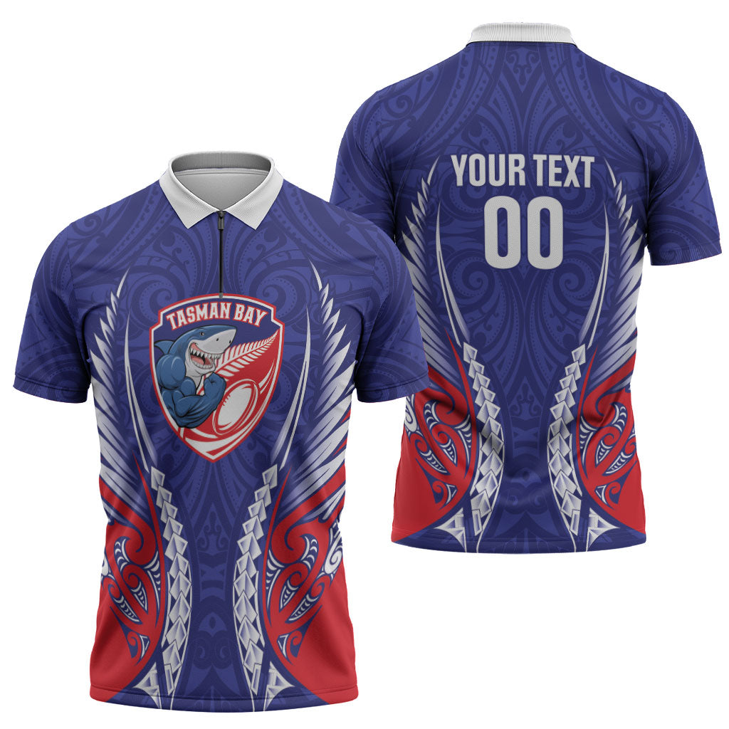 Tasman Bay 2026 Rugby Custom Zipper Polo Shirt NZ Maori Silver Fern