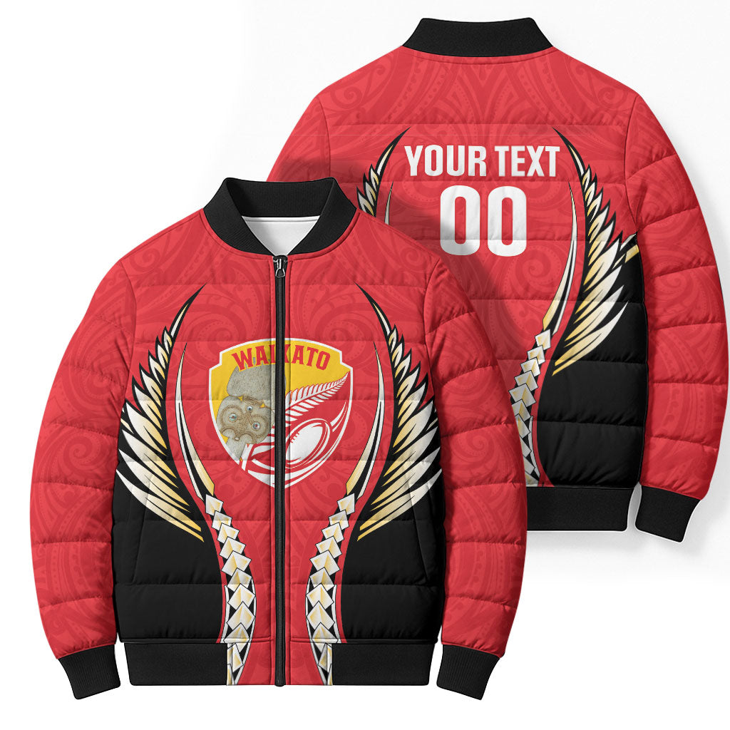 Waikato 2026 Rugby Custom Bomber Puffer Jacket NZ Maori Silver Fern