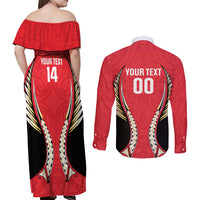Waikato 2026 Rugby Custom Couples Matching Off Shoulder Maxi Dress and Long Sleeve Button Shirt NZ Maori Silver Fern