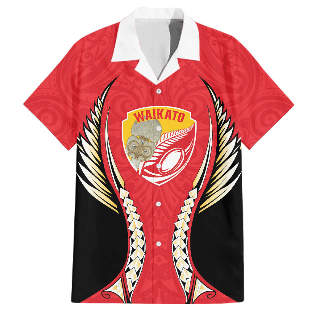 Waikato 2026 Rugby Custom Family Matching Mermaid Dress and Hawaiian Shirt NZ Maori Silver Fern LT14 Dad's Shirt - Short Sleeve Red - Polynesian Pride