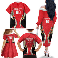 Waikato 2026 Rugby Custom Family Matching Off The Shoulder Long Sleeve Dress and Hawaiian Shirt NZ Maori Silver Fern LT14 - Polynesian Pride