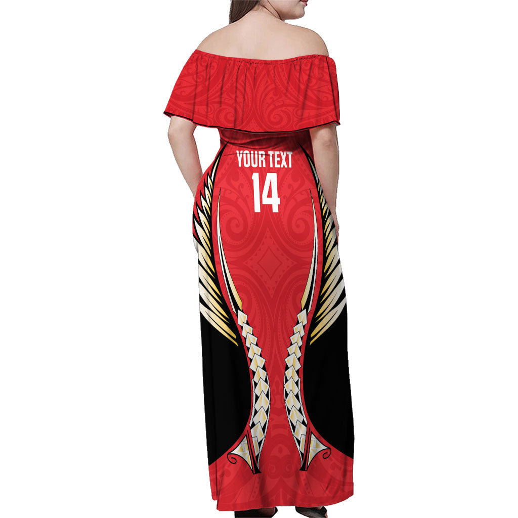 Waikato 2026 Rugby Custom Family Matching Off Shoulder Maxi Dress and Hawaiian Shirt NZ Maori Silver Fern LT14 - Polynesian Pride