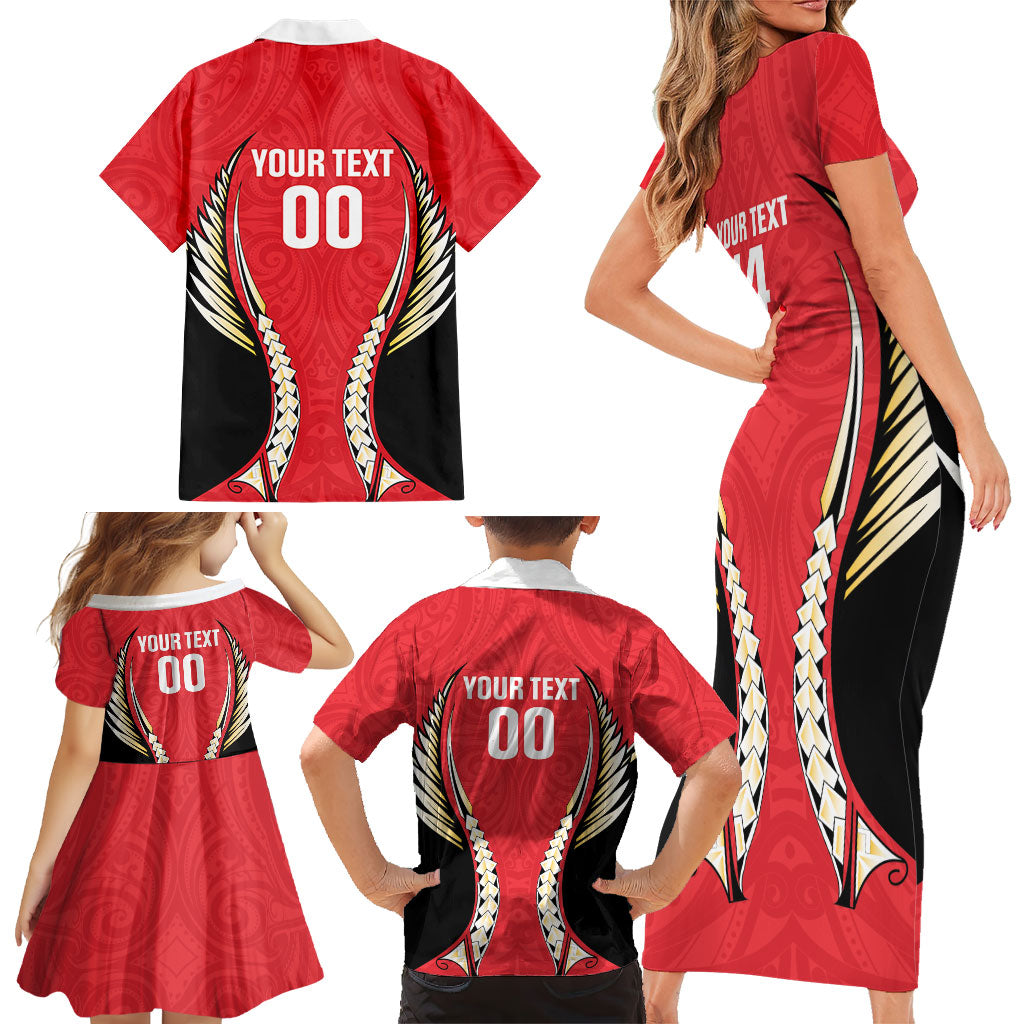 Waikato 2026 Rugby Custom Family Matching Short Sleeve Bodycon Dress and Hawaiian Shirt NZ Maori Silver Fern LT14 - Polynesian Pride