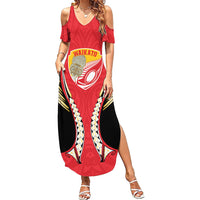 Waikato 2026 Rugby Custom Family Matching Summer Maxi Dress and Hawaiian Shirt NZ Maori Silver Fern LT14 Mom's Dress Red - Polynesian Pride