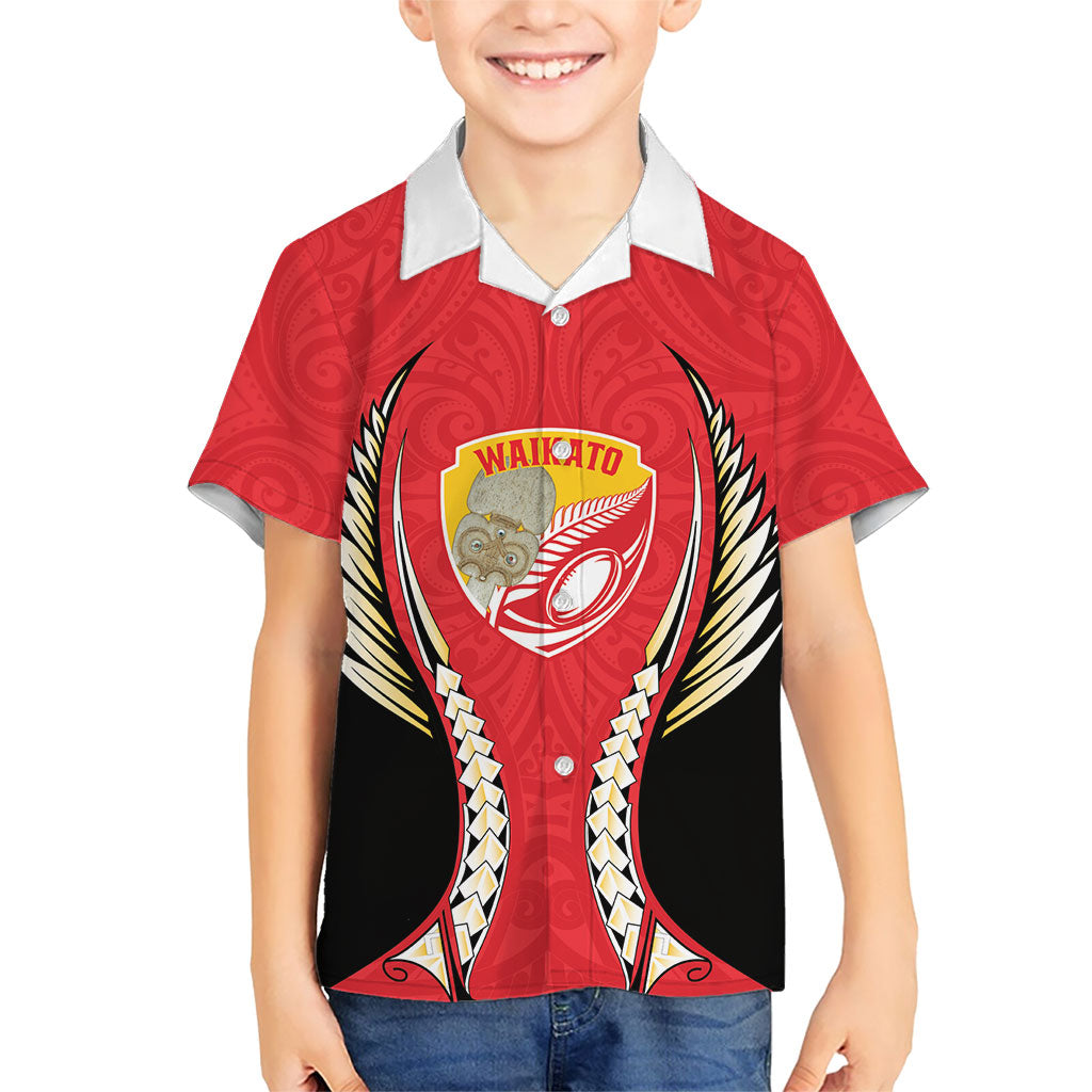 Waikato 2026 Rugby Custom Family Matching Summer Maxi Dress and Hawaiian Shirt NZ Maori Silver Fern LT14 Son's Shirt Red - Polynesian Pride